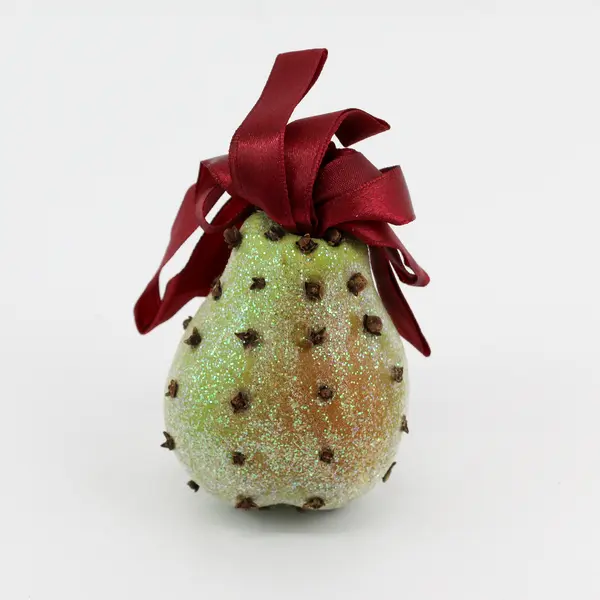 Lot Of 3 Unbranded Matching Glitter Home Decor Fake Fruits (Orange, Pear, Apple)