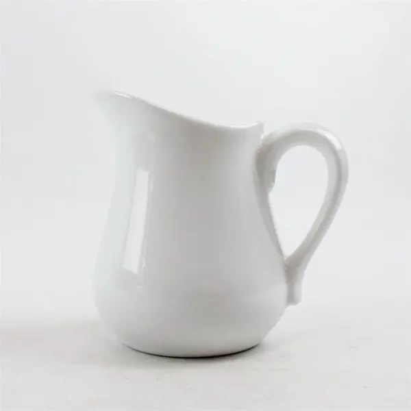 Simple Dining White Creamer Milk Pitcher Small 5" Handle