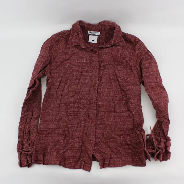 Columbia Women's S Purple Heather Long Sleeve Button Up Drawstring Wrist Blouse