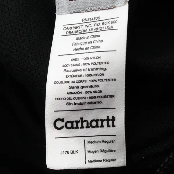 Carhartt Embroidered Branded Black Stand Collar Zip-Up Jacket Men's Medium