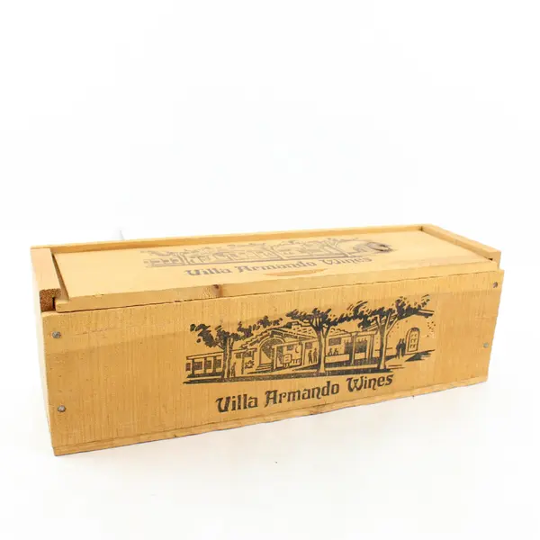 Villa Armando Wine Wooden Storage Box Hinged Lid 16x4.75x5 in