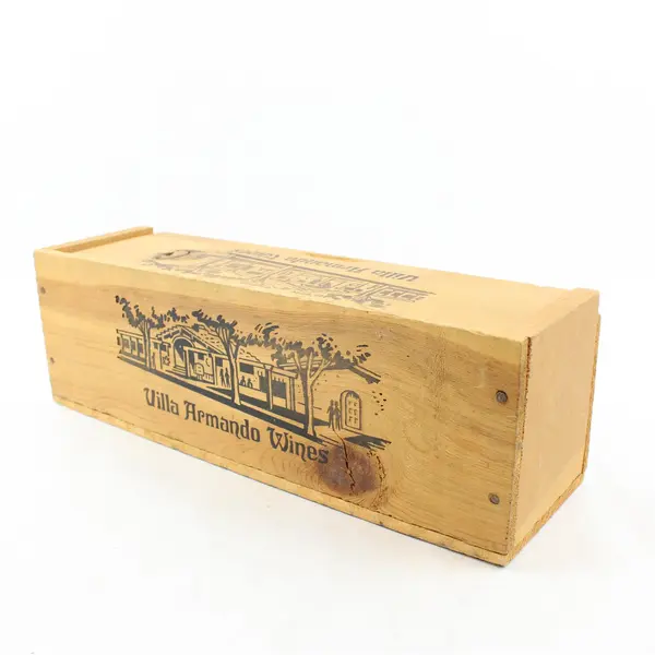 Villa Armando Wine Wooden Storage Box Hinged Lid 16x4.75x5 in