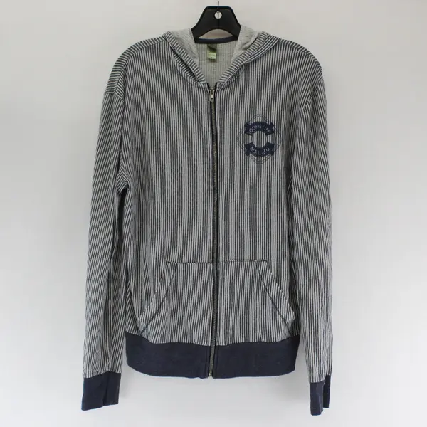 Alternative Earth Blue and White Striped Zip-Up Hoodie Women's Medium
