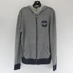 Alternative Earth Blue and White Striped Zip-Up Hoodie Women's Medium