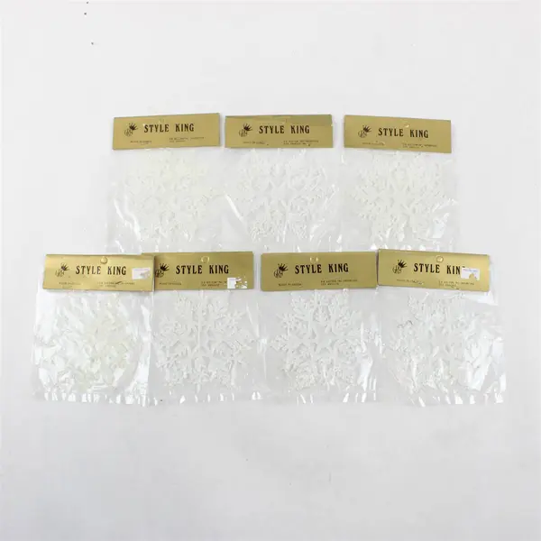 Lot of 7 Style King Plastic Snowflake Ornaments 5x4 in New Holiday