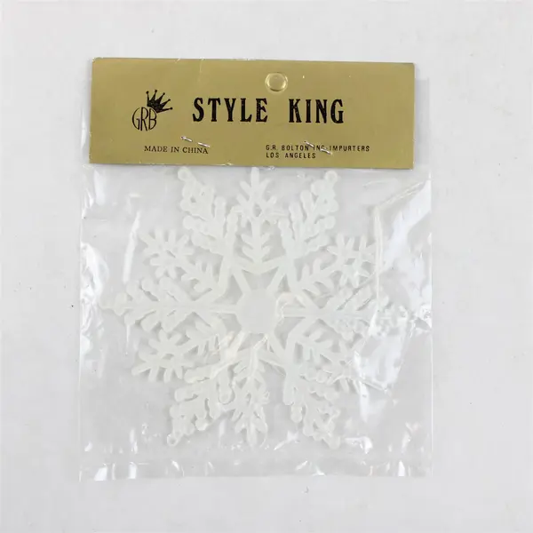 Lot of 7 Style King Plastic Snowflake Ornaments 5x4 in New Holiday