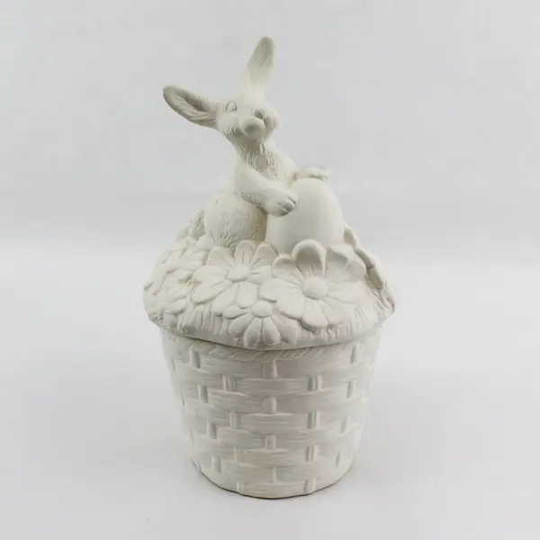 2-Pc. Ceramic Bisque Easter Bunny Rabbit Candy Dish, ready for painting/glazing 