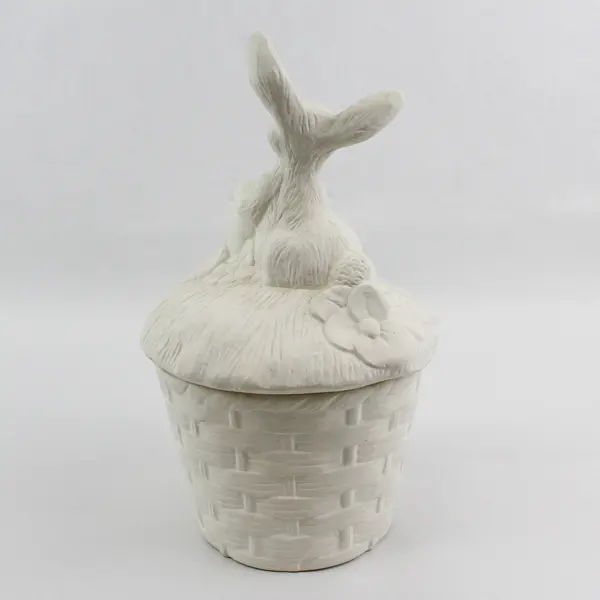 2-Pc. Ceramic Bisque Easter Bunny Rabbit Candy Dish, ready for painting/glazing 