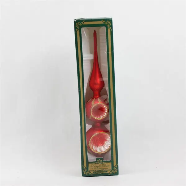 New Kurt Adler Kringle Red Glass Tree Topper 13in Decorative Indentations