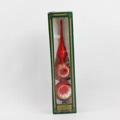 New Kurt Adler Kringle Red Glass Tree Topper 13in Decorative Indentations
