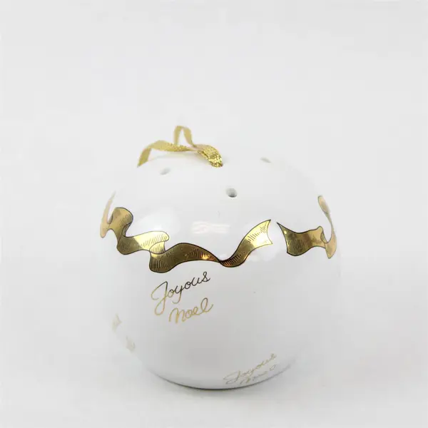 Otagiri Enesco White Porcelain Potpourri Ornament Joyous Noel Christmas