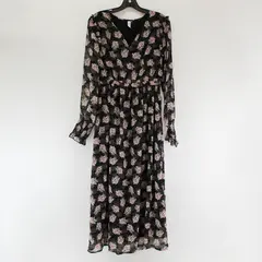 L Love Mauve and Pink Floral Balloon Sleeve Long Dress Women's Small