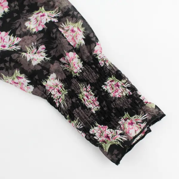 L Love Mauve and Pink Floral Balloon Sleeve Long Dress Women's Small