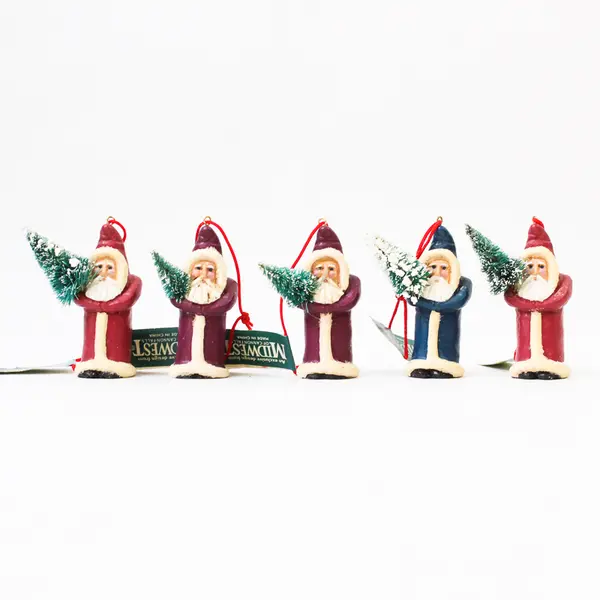 Lot of 5 Midwest of Cannon Falls Father Christmas Figurines w/ Trees Ornaments