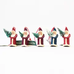 Lot of 5 Midwest of Cannon Falls Father Christmas Figurines w/ Trees Ornaments