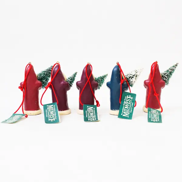 Lot of 5 Midwest of Cannon Falls Father Christmas Figurines w/ Trees Ornaments