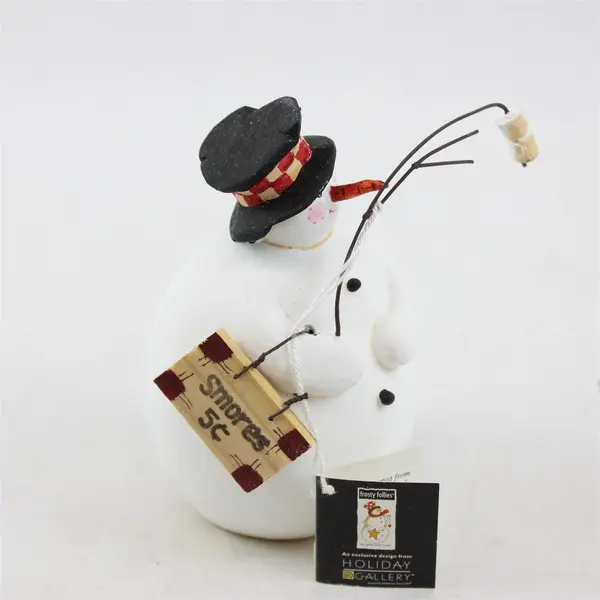 Sandi Gore Evans Snow S' Mores Snowman Figurine 6in Holiday Collectible New