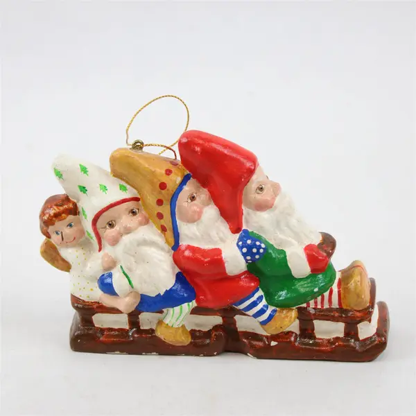 House of Hatten Elves Riding Sled Ornament Christmas Holiday Collectible
