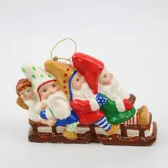 House of Hatten Elves Riding Sled Ornament Christmas Holiday Collectible