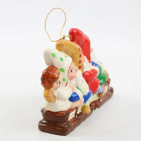 House of Hatten Elves Riding Sled Ornament Christmas Holiday Collectible