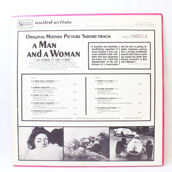 A Man And A Woman Original Motion Picture Soundtrack 12" Vinyl Records