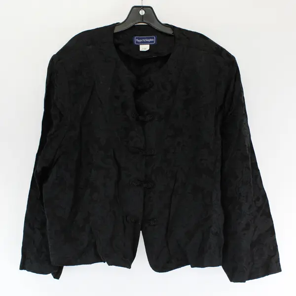 Vintage Maggie McNaughton Black Frog Button Long-Sleeved Top Women's 24W