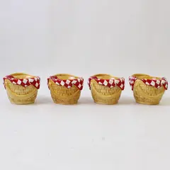 Department 56 Set of 4 Wicker Picnic Basket Tea Cups - Red Riding Hood
