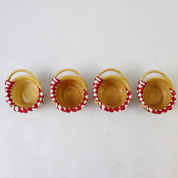 Department 56 Set of 4 Wicker Picnic Basket Tea Cups - Red Riding Hood