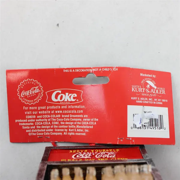 Lot of 2 Kurt S. Adler Santa's World Coca-Cola Display Ornaments W1454 New
