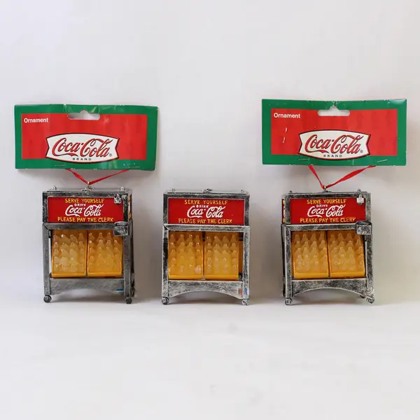 Lot of 3 Kurt S. Adler Santa's World Coca-Cola W1454 Display Ornaments New