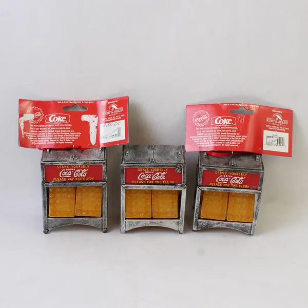Lot of 3 Kurt S. Adler Santa's World Coca-Cola W1454 Display Ornaments New