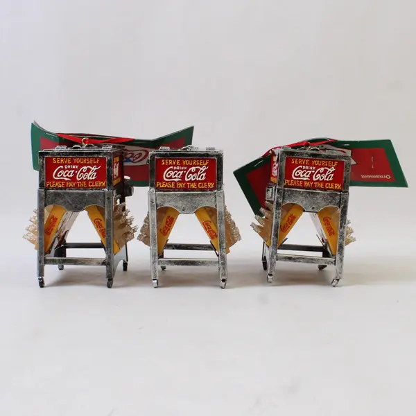 Lot of 3 Kurt S. Adler Santa's World Coca-Cola W1454 Display Ornaments New
