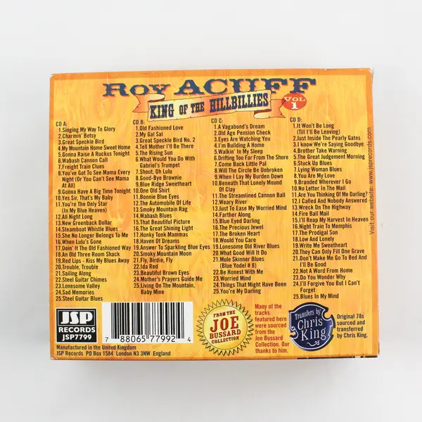 King of the Hillbillies 4-CD Set, Roy Acuff 2008 