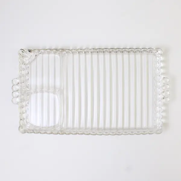 Vintage Hazel-Atlas Sip, Snack and Smoke Luncheon Clear Glass Tray 