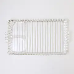 Vintage Hazel-Atlas Sip, Snack and Smoke Luncheon Clear Glass Tray 