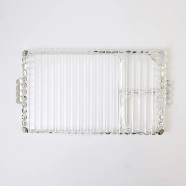 Vintage Hazel-Atlas Sip, Snack and Smoke Luncheon Clear Glass Tray 
