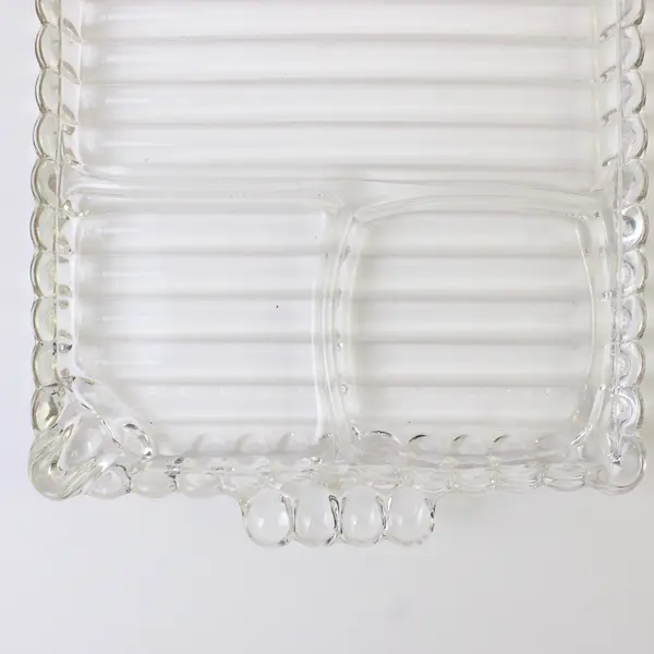 Vintage Hazel-Atlas Sip, Snack and Smoke Luncheon Clear Glass Tray 