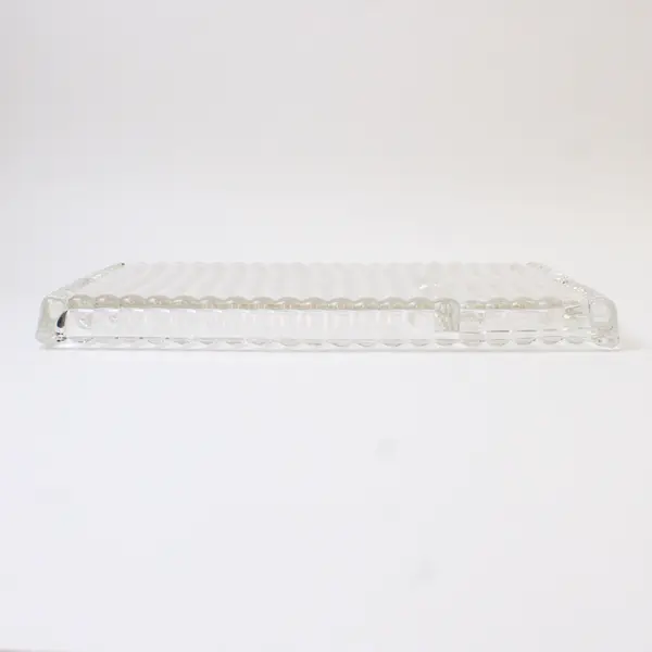 Vintage Hazel-Atlas Sip, Snack and Smoke Luncheon Clear Glass Tray 