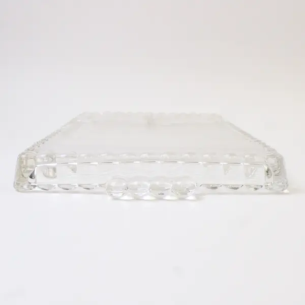 Vintage Hazel-Atlas Sip, Snack and Smoke Luncheon Clear Glass Tray 