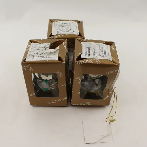 Lot of 3 Roman Inc Reflection Glass Ball Ornaments - Holiday Phrases