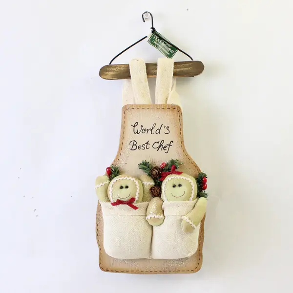 TJ's Christmas Mitchell Import Co. Best Chef Apron w/ Gingerbread Men Hanger