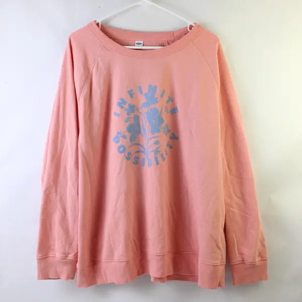 Old Navy Infinite Possibility Coral Pink Crew Neck Sweatshirt Women's XXL