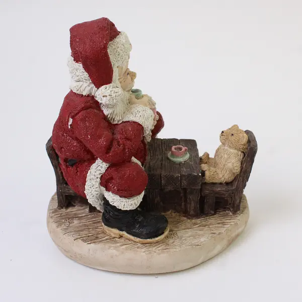Jolly Old Elf Santa Tea Party Figurine w/ Stuffed Bear
