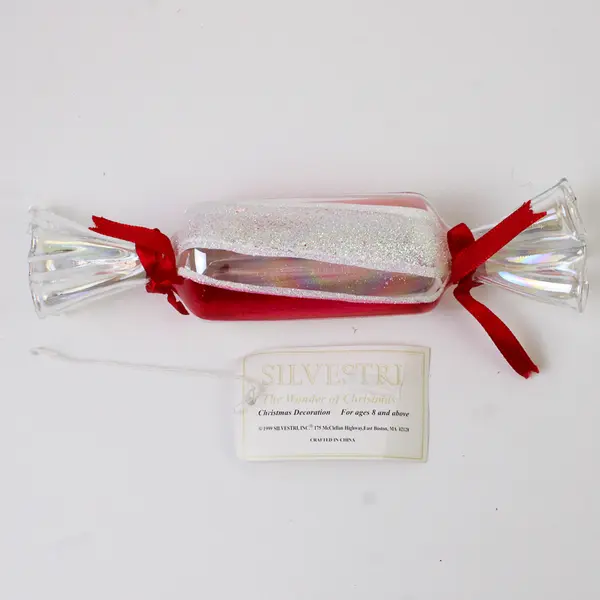 Silvestri The Wonder of Christmas Red & White Glitter Candy Ornament