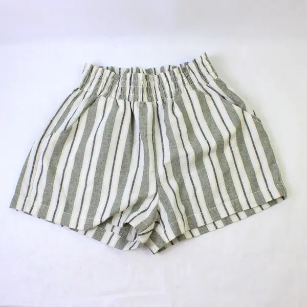 Ci Sono Green Gray & Off-White Striped Shorts Women's Large