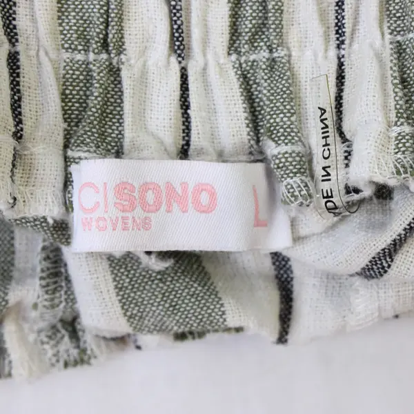 Ci Sono Green Gray & Off-White Striped Shorts Women's Large
