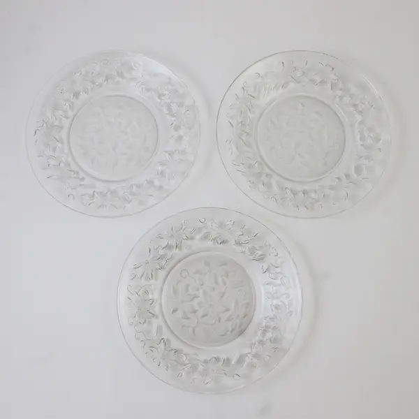 Lot of 3 Princess House Fantasia Clear Glass Luncheon Plates