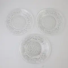 Lot of 3 Princess House Fantasia Clear Glass Luncheon Plates