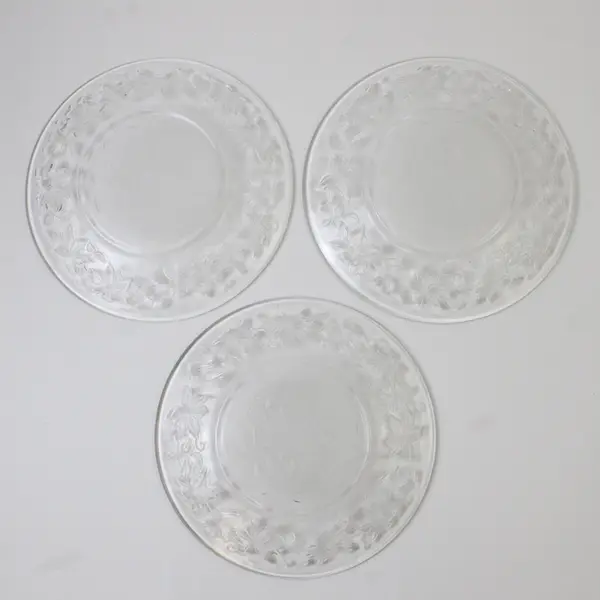 Lot of 3 Princess House Fantasia Clear Glass Luncheon Plates