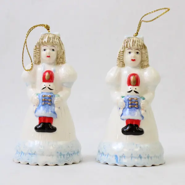 Lot of 2 Porcelain Clara Nutcracker Bell Figurines 